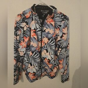 Tommy Bahama Islandzone Womens Size Small Floral Zip Jacket Tropical Full Zipper